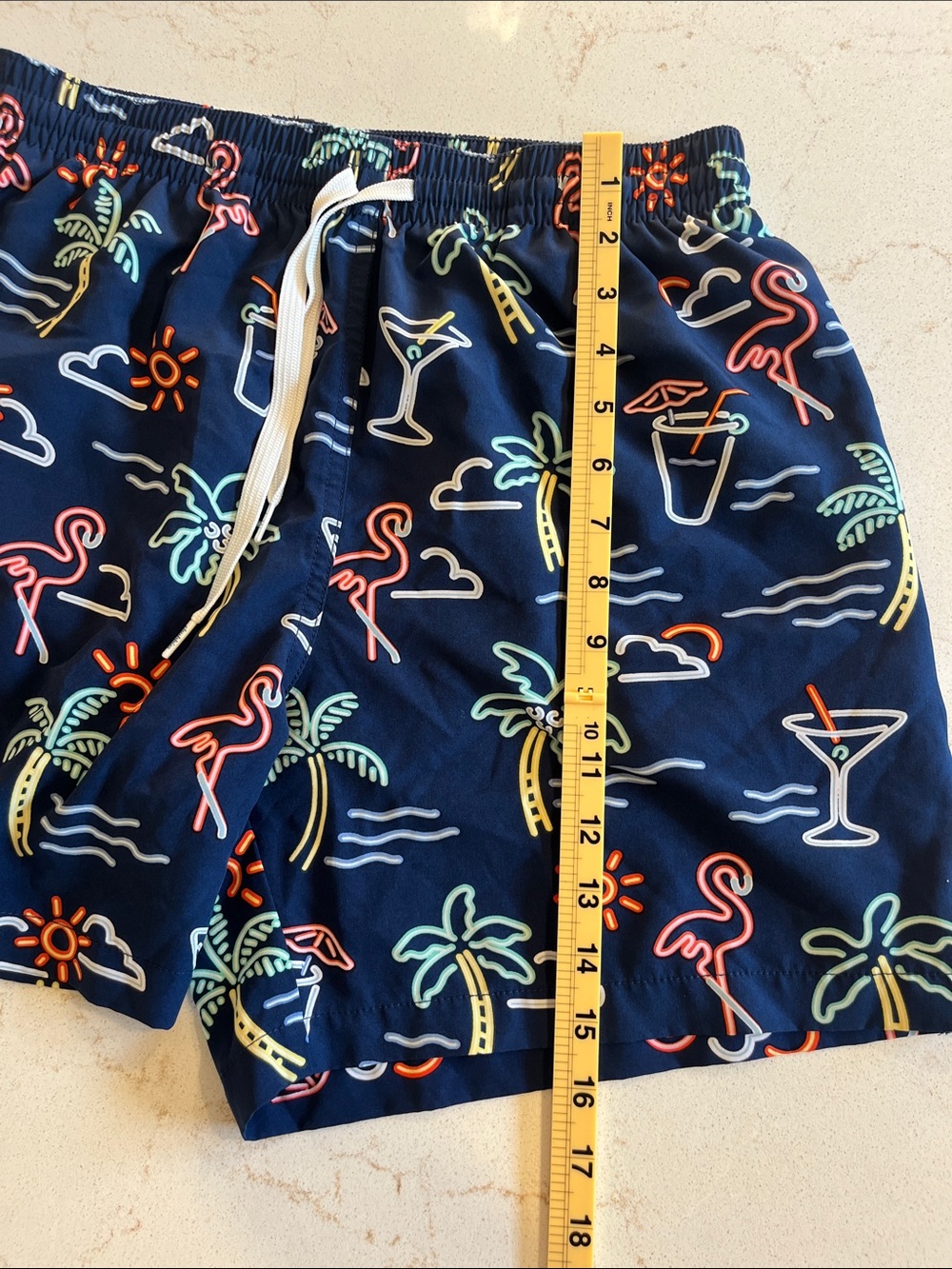 chubbies Navy Neon Tropical Icon Swim Trunks - Picture 5 of 6
